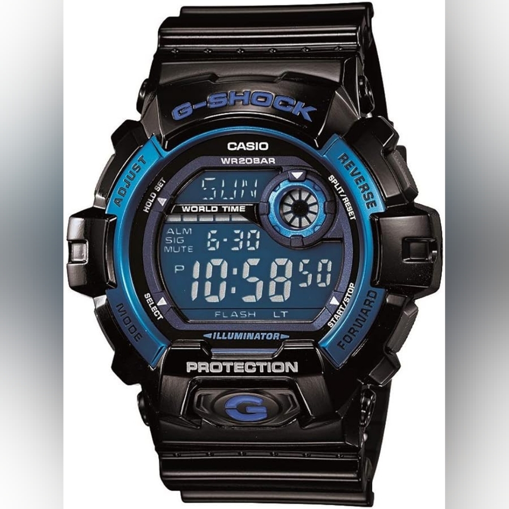 G ShockCasio Men's G8900A-1CR G-Shock Black and Blue Resin Digital Sport Watch